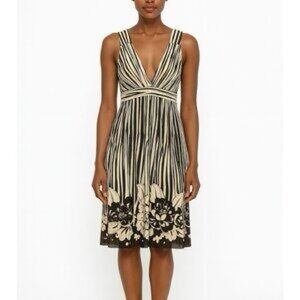 Alice + Olivia Black and Cream Flowy Cross Strap Floral Dress XS